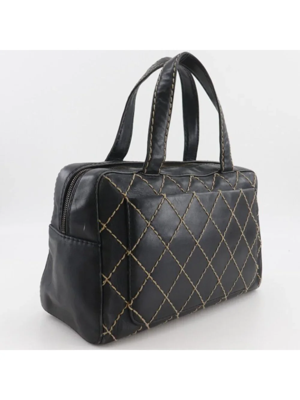 Chanel Wild Stitch CC Logo Calf Black Handbag